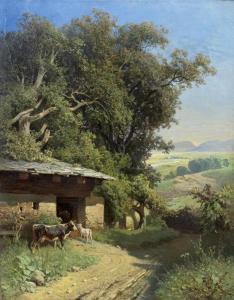 HABENSCHADEN Sebastian 1813-1868,Landschaft mit Stall und Weg.,Galerie Koller CH 2007-03-20