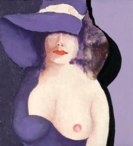 HABERER Albert,Brustbildnis einer Dame mit Hut und nur halb bedec,1975,DAWO Auktionen 2021-12-11