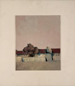 HABERER Albert 1933,Häuserfassaden unter hohem Himmel,1980,DAWO Auktionen DE 2021-12-11