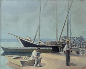 HABERJAHN Ferdinand Gabriel E 1890-1956,Le port de Genève,1923,Dogny Auction CH 2019-10-01