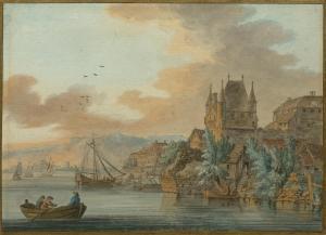 HACKART Jacob Philipp 1737-1807,Ferry across a river,Galerie Koller CH 2024-03-22