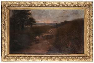 HACKMAN Frederick James 1800-1900,Shepherd at Sunset,Brunk Auctions US 2016-03-18