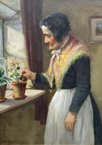 HADDON David W. 1884-1914,'Granny' Watering the Flowers,1987,David Duggleby Limited GB 2023-10-21