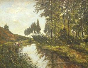 HAEN de Jean 1861-1930,A river landscape with cattle watering,Bonhams GB 2005-10-23