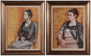 HAFLEY Bruce Winston 1920-2011,Two portraits of women facing left,Brunk Auctions US 2016-01-15