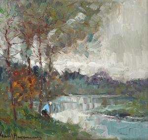 HAGEMANS Paul 1884-1959,Au bord de la rivière,Horta BE 2024-04-22