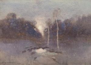 HAGGIS John Alfred 1897-1968,Watering Hole, Queensland,1922,Bellmans Fine Art Auctioneers 2018-06-27