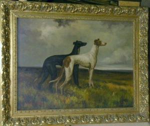 HAGUE SCHOOL,TWO WHIPPETS IN A LANDSCAPE,William Doyle US 2004-08-12