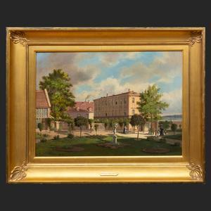 HAHN Gustav Adolf,View of a Neoclassical Building and Garden,1864,Stair Galleries 2021-05-06