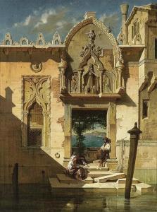 HAHN Gustav Adolf,Water-side of the Portal of a Venetian Palace by t,1856,Van Ham 2017-11-17