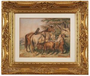 HAHN William Karl 1829-1887,Pferde an der Tränke,1853,Dobritz DE 2023-06-17