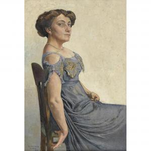 HAINARD Philippe 1879-1938,Sitzende Dame in blauem Kleid,1912,Dobiaschofsky CH 2015-05-06