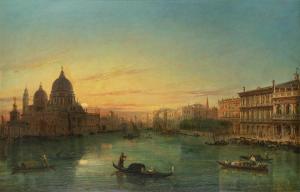 HAINES William Henry,Gondolas on the Grand Canal at Sunset,1865,Clars Auction Gallery 2019-02-17