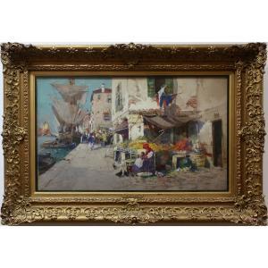 HAITE Georges Charles 1855-1924,FLOWER STALL - VENICE,Waddington's CA 2024-02-08