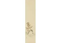 hakuhou takebe 1871-1927,Puppy and winter chrysanthemum,Mainichi Auction JP 2018-05-11