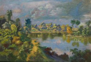 HALAPY Janos 1893-1960,Waterfront Landscape,1951,Pinter HU 2022-01-16
