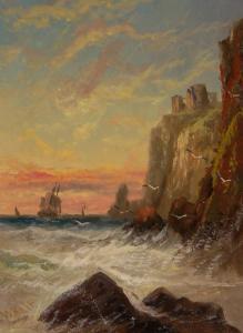 HALE William,Coastal view at sunset,Burstow and Hewett GB 2009-10-21