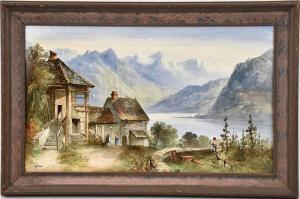 HALE William Matthew 1837-1929,village mountain scene,Hood Bill & Sons US 2022-07-26