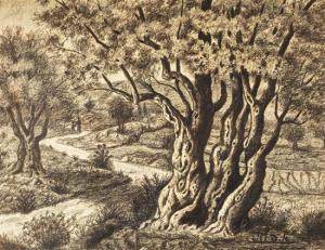 HALEVY Aharon 1887-1957,Landscape with olive trees,Matsa IL 2012-11-27