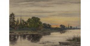 HALFNIGHT Richard William 1855-1925,A sunset river landscape,Mallams GB 2021-03-10