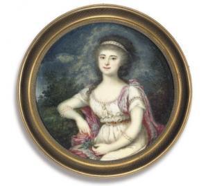 HALLÉ Nicolas 1694,A young lady in a landscape, in white dress border,Christie's GB 2007-12-13