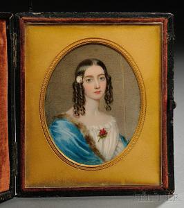 HALL Ann 1792-1853,Portrait of a Woman in Blue Dress.,Skinner US 2014-10-26