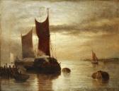 HALL C.G 1800,Moored barges in an estuary at sunset,1972,Bonhams GB 2014-07-16