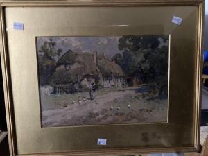 HALL Ethel 1894-1940,countryside scene with a woman feeding the chicken,Chilcotts GB 2021-07-17