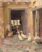 HALL Frederick 1860-1948,Intruders - Poultry at a farmhouse doorway,Tennant's GB 2017-11-18