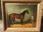 HALL Harry 1814-1882,Bay hunter in stable with rug,1868,Jim Railton GB 2018-08-11