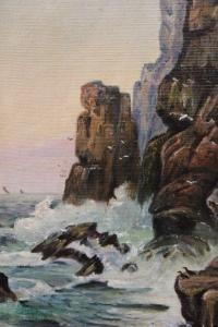 HALL J 1800-1900,SEA CLIFFS WITH CRASHING WAVES,Cuttlestones GB 2022-01-26