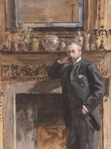 HALL Sydney Prior 1842-1922,Gentleman in an Interior,1890,Dreweatts GB 2015-07-08