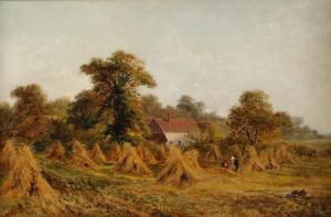 HALL William Henry,Auf dem Lande Bauern vor ihrem Haus auf dem Feld,19th century,Mehlis 2021-08-26