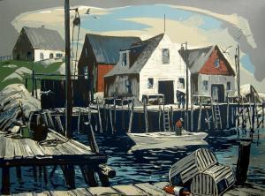 HALLAM Joseph Sydney 1898-1953,Fish Houses,Westbridge CA 2020-12-05