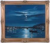 HALLARD Nigel 1936-2020,Moonlit harbour,1977,Burstow and Hewett GB 2016-07-27