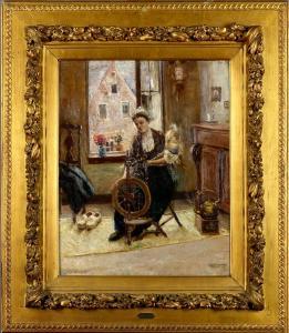 HALLE Oscar 1857-1921,La Fileuse,Galerie Moderne BE 2019-01-29