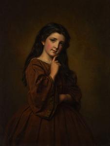 HALLE Samuel Baruch Ludwig 1824-1889,Girl in a Brown Dress,1851,Strauss Co. ZA 2018-10-15