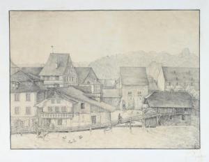 HALLER VON HALLERSTEIN Christoph 1771-1839,Häuser einer Schweizer Stadt am und im Fluß,Reiss & Sohn 2009-10-30