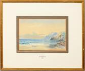 Hallewell G,a coastal scene with a calm sea and cliffs beyond,Tring Market Auctions GB 2017-09-01