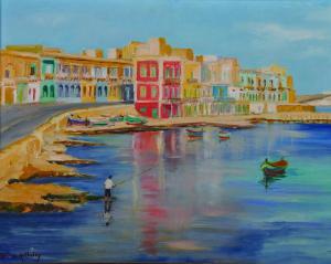 HALLIDAY Sylvia 1900-1900,A Maltese Harbour,John Nicholson GB 2014-09-24