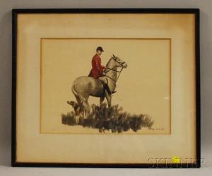 HALLOWELL J.A,Fox Hunter on Horse with Beagle Below,1963,Skinner US 2012-04-11