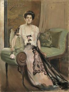 HALLOWELL LOUD May 1860-1916,Seated Woman in Pink Gown,1909,Skinner US 2011-01-28