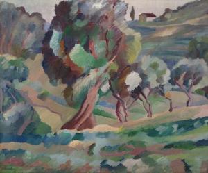 HALLOWELL Robert 1886-1939,Trees in Landscape,iGavel US 2014-03-28