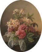Halm Flechner Pauline,Flower Piece with Roses and Spray of Blossom,1869,Palais Dorotheum 2017-09-13