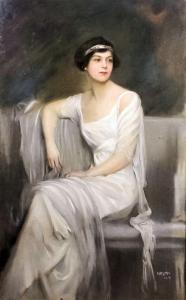 HALMI Arthur Lajos 1866-1939,Seated portrait of a society lady,1913,Canterbury Auction GB 2018-10-02