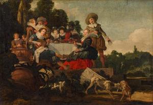 HALS Dirck 1591-1656,Noble society outdoors,c.1630,im Kinsky Auktionshaus AT 2017-10-18