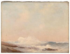 HALSALL William Formby 1841-1919,Waves crashing against the coast,Eldred's US 2024-01-04