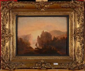 HALVOET H 1800-1800,Paysage montagneux animé au couché du soleil,VanDerKindere BE 2014-02-11