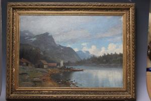 HALVORSEN Halvor 1800-1900,Mountainous lake scenes with chalets,Cuttlestones GB 2017-06-08