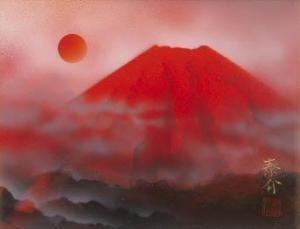 HAMADA Taisuke 1932,Sun and red Mt. Fuji,2022,Mainichi Auction JP 2023-08-03